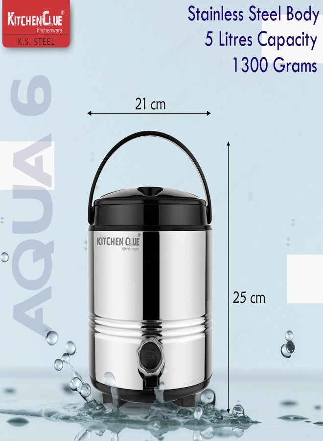 Kitchen Clue Stainless Steel Travel Water/Tea Container 5 Liter, Silver I PUF Insulated Thermosteel HOT & Cold Water Jug with Airtight & Spill-Proof Lid I It Keeps Beverages Hot & Cold for Long Hours - Image 4